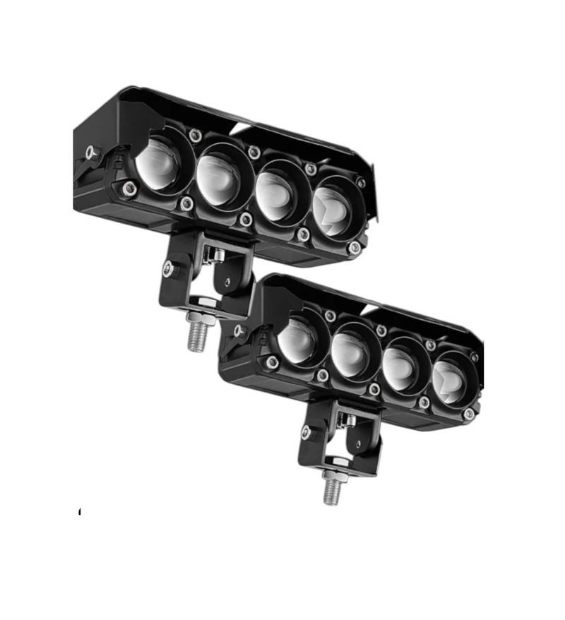 Taç 6 Months Warranty Powered 4 LED Bar Powerful Focus LED Fog Light, 5 Modes White, Yellow, Red, Y&W, Y&W Flashing, With 12V-80V Bikes And Cars (PACK OF 2) - Image 1
