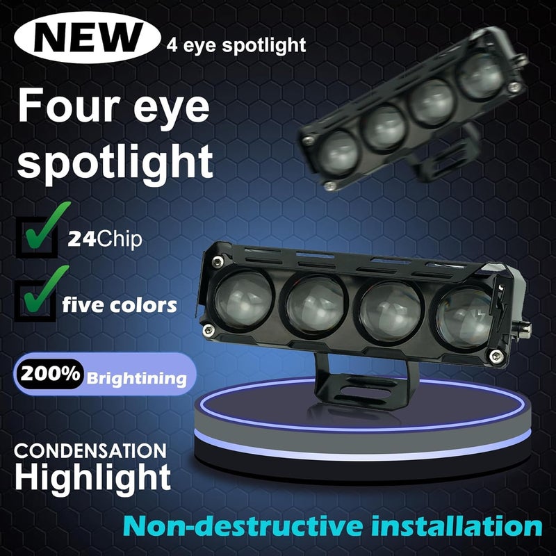 Taç 6 Months Warranty Powered 4 LED Bar Powerful Focus LED Fog Light, 5 Modes White, Yellow, Red, Y&W, Y&W Flashing, With 12V-80V Bikes And Cars (PACK OF 2) - Image 5