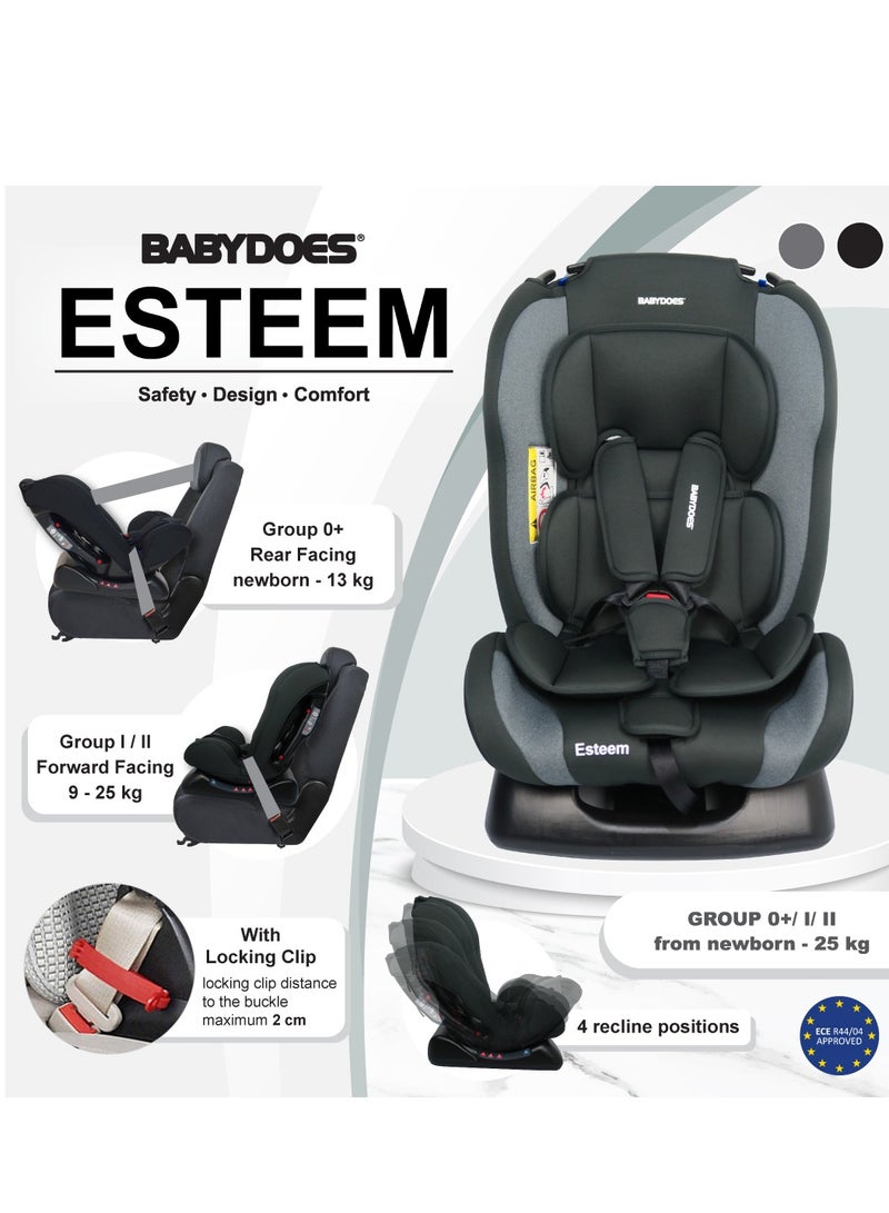 BABYDOES ESTEEM - Baby/Infant/Kids Travel Car Seat, Group 0+1+2, Rearward/Forward Facing, 4x Reclining, Padded Seat, 0- 7 Years (Upto 25 kg) - Grey - Image 2