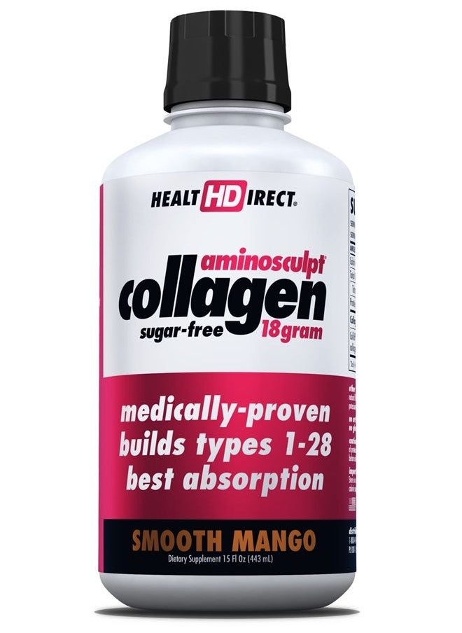 Health Direct - AminoSculpt Original Liquid Collagen Peptides 18,000,000 MCG for Hair, Skin, Nails, Paleo and Keto, 15 Fl Oz, 15 Day Supply, Sugar-Free, Smooth Mango - Image 1