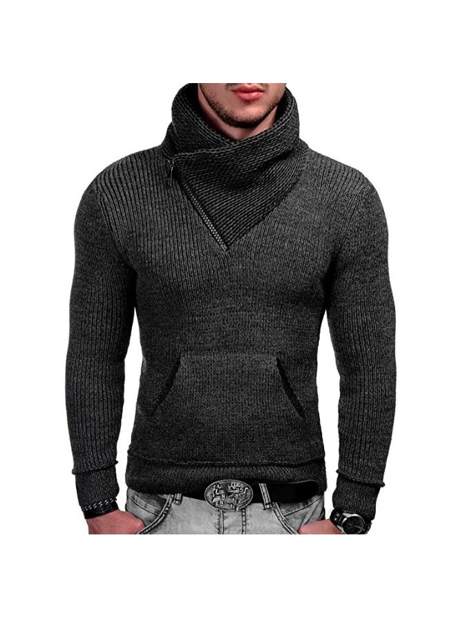NIBEMINENT Autumn and Winter Men's Sweater Long sleeved High Neck Pocket Fashion Knitwear - Image 1