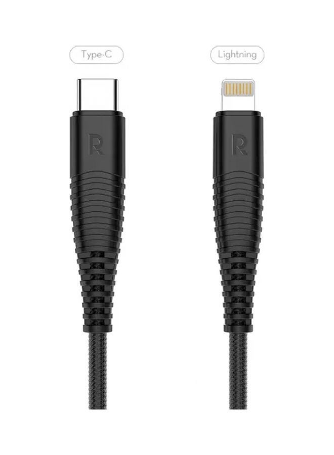 NIBEMINENT Type-C To Lightning Nylon Braided Cable Black - Image 1