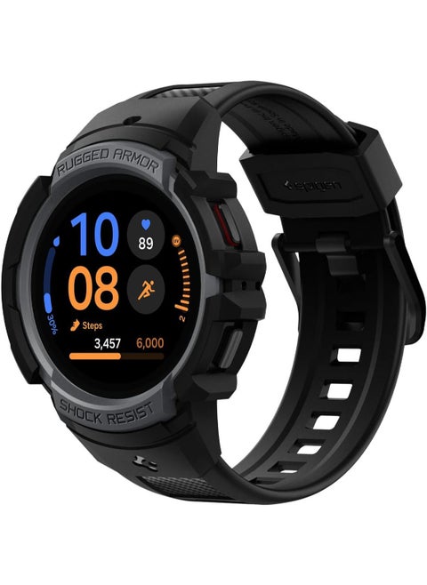 Spigen Rugged Armor Pro Designed for Samsung Galaxy Watch FE (2024), Galaxy Watch 5 40mm (2022), Galaxy Watch 4 40mm (2021) Band with Case Protector - Black