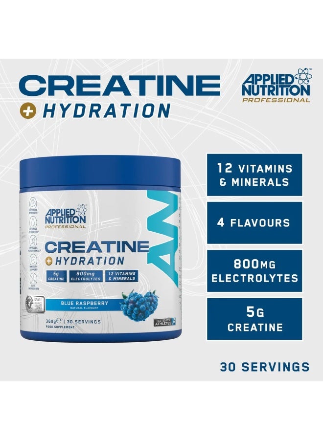 Creatine + Hydration, Blue Raspberry, 30 Servings – 5G Creatine Monohydrate, Coconut Water, Taurine & Sea Minerals For Endurance & Strength
