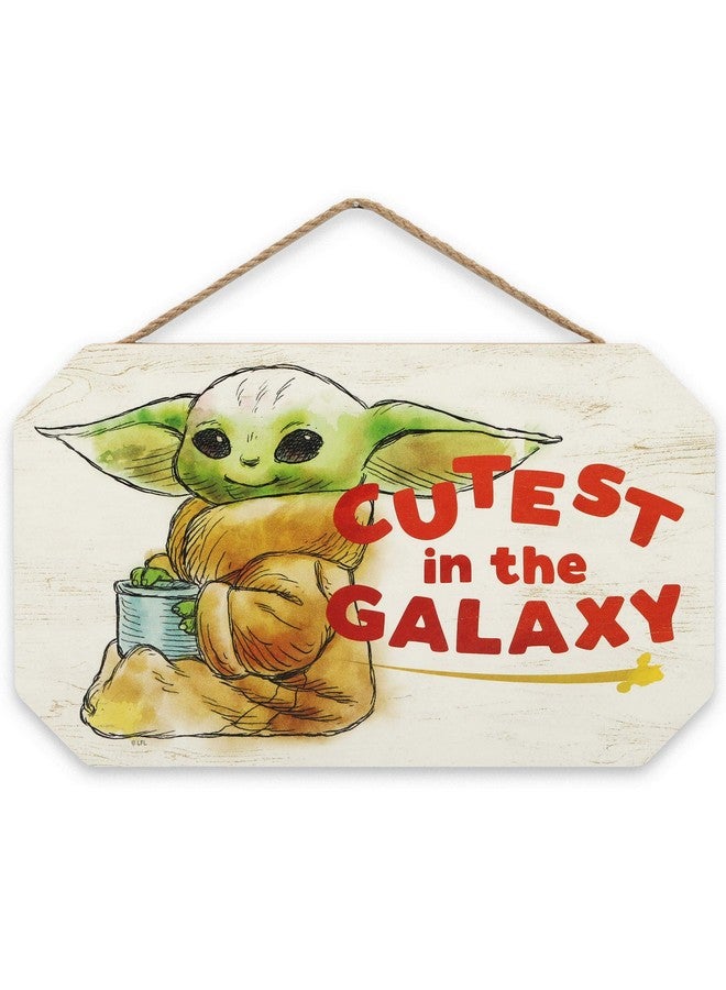 Open Road Brands Disney Star Wars The Mandalorian Baby Yoda Cutest In The Galaxy Hanging Wood Wall Decor Grogu The Child - Image 2