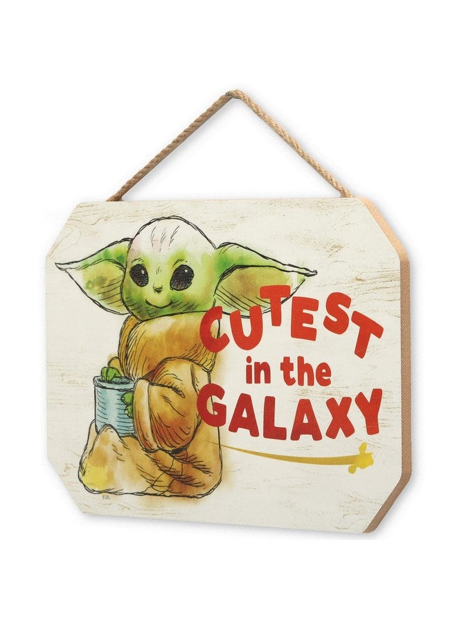 Open Road Brands Disney Star Wars The Mandalorian Baby Yoda Cutest In The Galaxy Hanging Wood Wall Decor Grogu The Child - Image 3