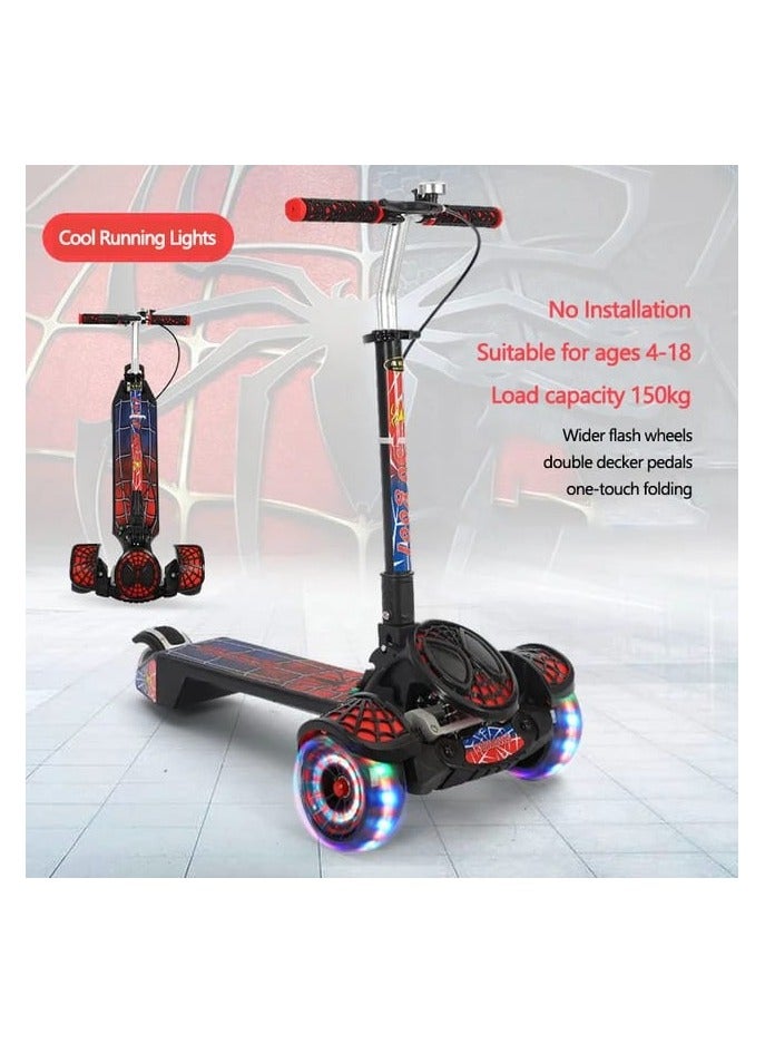 SPIDERMAN Children's Scooter Kids 3 Wheels 4 Adjustable Heights Kids' Kick Scooter With Extra Wide PU Light-Up Wheels - Image 4