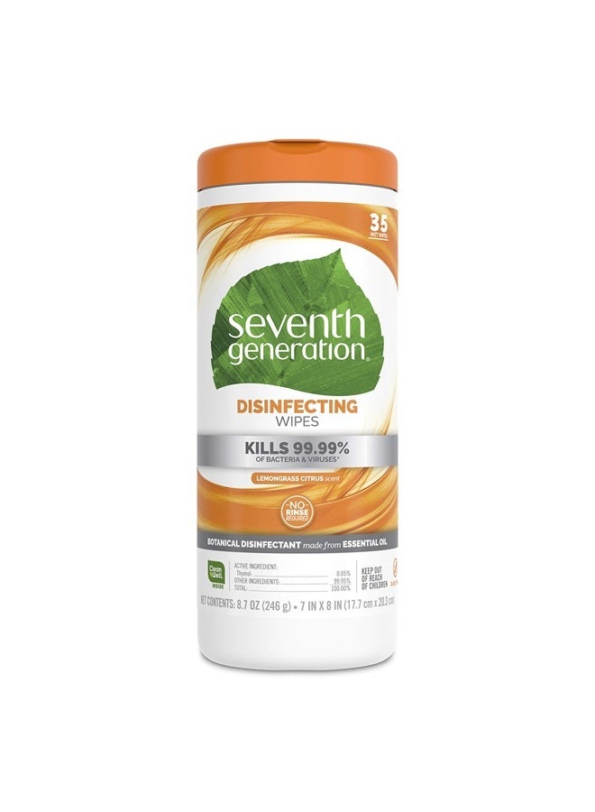 Seventh Generation Disinfecting Multi-Surface Wipes, Lemongrass Citrus Scent, 35 Wipes - Image 1