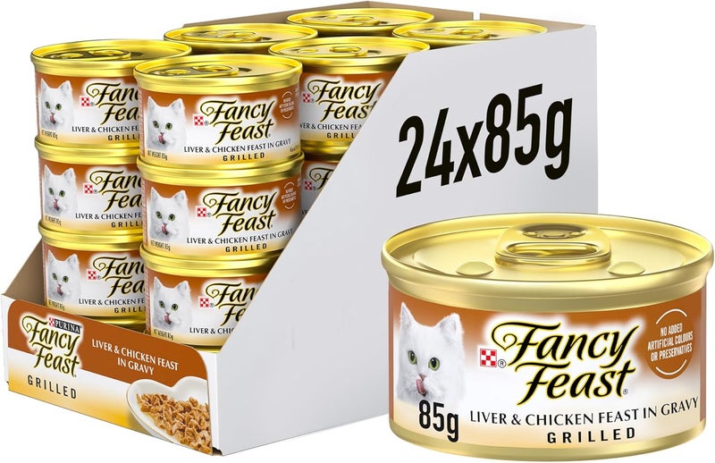Fancy Feast Purina Grilled Liver & Chicken Wet Cat Food 85g (Pack of 24) - Image 1