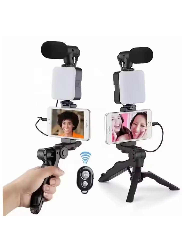 traditious 5 in 1 Vlogging Kit – LED Video Light, Microphone, Mobile Phone Holder, Hand Grip & Mini Tripod for TikTok, YouTube, Live Streaming, and Meetings – Compatible with Smartphones  - Image 1