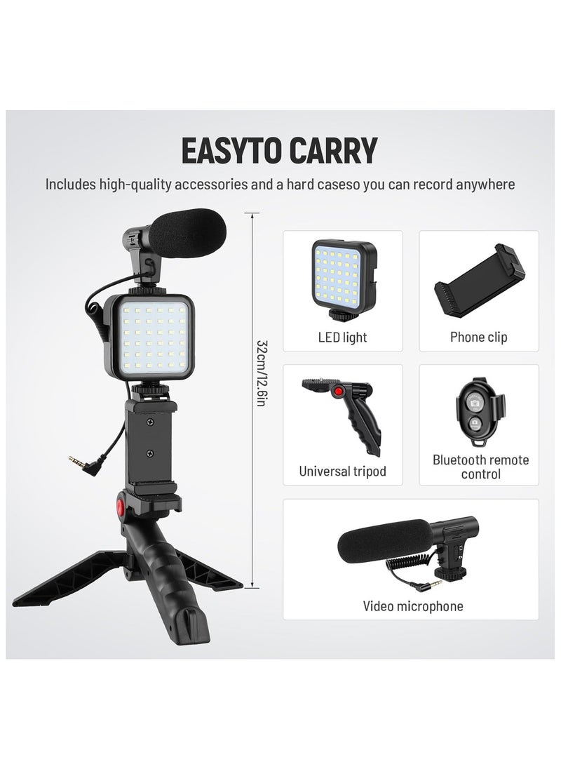 traditious 5 in 1 Vlogging Kit – LED Video Light, Microphone, Mobile Phone Holder, Hand Grip & Mini Tripod for TikTok, YouTube, Live Streaming, and Meetings – Compatible with Smartphones  - Image 3