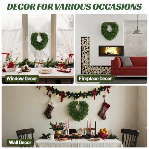 AMORISE 24" Norfolk Pine Wreath, Artificial Christmas Wreaths, Real Touch Green Winter Garland for Front Door Wall Window Indoor Outdoor Christmas Home Holiday Decor, FF13 - Image 4