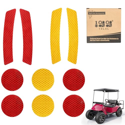 10L0L Golf Cart Front Rear Side Reflex Reflector Strips, Stick-On Sticker Decals Red Amber - Round - Image 1
