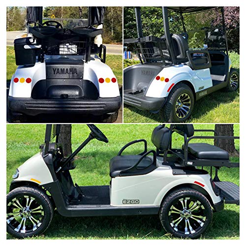 10L0L Golf Cart Front Rear Side Reflex Reflector Strips, Stick-On Sticker Decals Red Amber - Round - Image 3