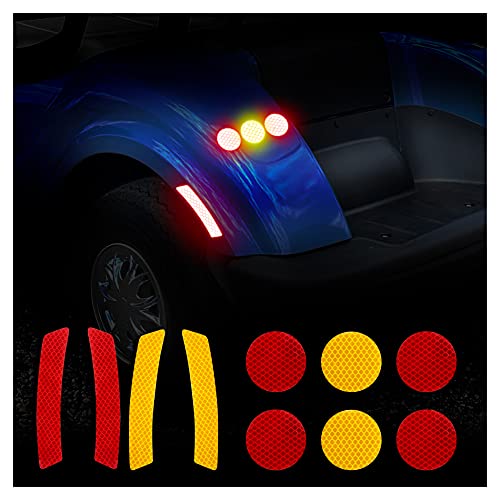 10L0L Golf Cart Front Rear Side Reflex Reflector Strips, Stick-On Sticker Decals Red Amber - Round - Image 4