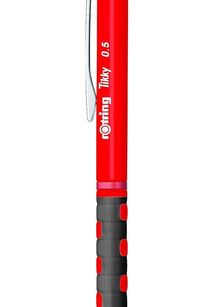 rOtring Tikky Mechanical Pencil, 0.5mm, Red with Ergonomic Grip - Image 1