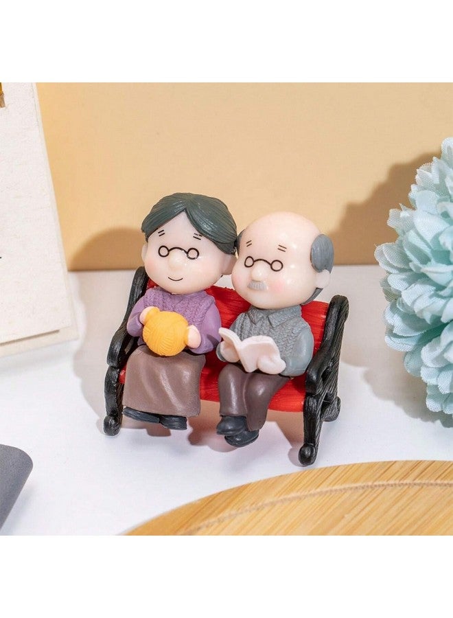 Ascension تمثال حب قديم لزوجين يجلسان على مقعد، قطعة ديكور زخرفية لتزيين المنزل وغرف المعيشة، هدية للجدين أو للزوجين في ذكرى الزواج أو عيد الميلاد أو عيد الحب - Image 2