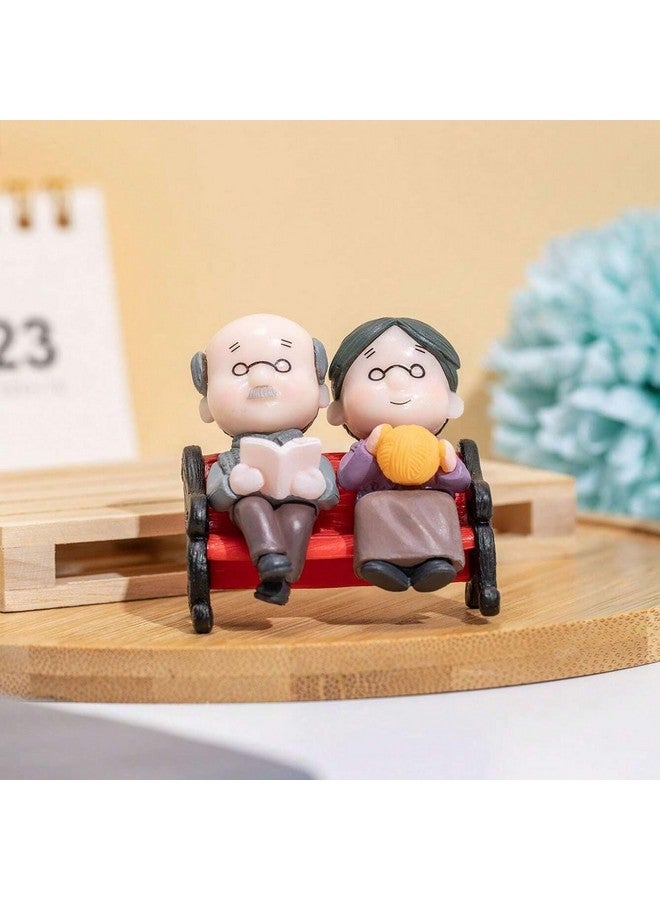 Ascension تمثال حب قديم لزوجين يجلسان على مقعد، قطعة ديكور زخرفية لتزيين المنزل وغرف المعيشة، هدية للجدين أو للزوجين في ذكرى الزواج أو عيد الميلاد أو عيد الحب - Image 1