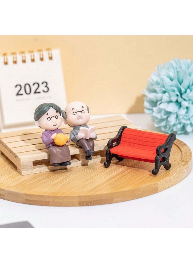 Ascension تمثال حب قديم لزوجين يجلسان على مقعد، قطعة ديكور زخرفية لتزيين المنزل وغرف المعيشة، هدية للجدين أو للزوجين في ذكرى الزواج أو عيد الميلاد أو عيد الحب - Image 3