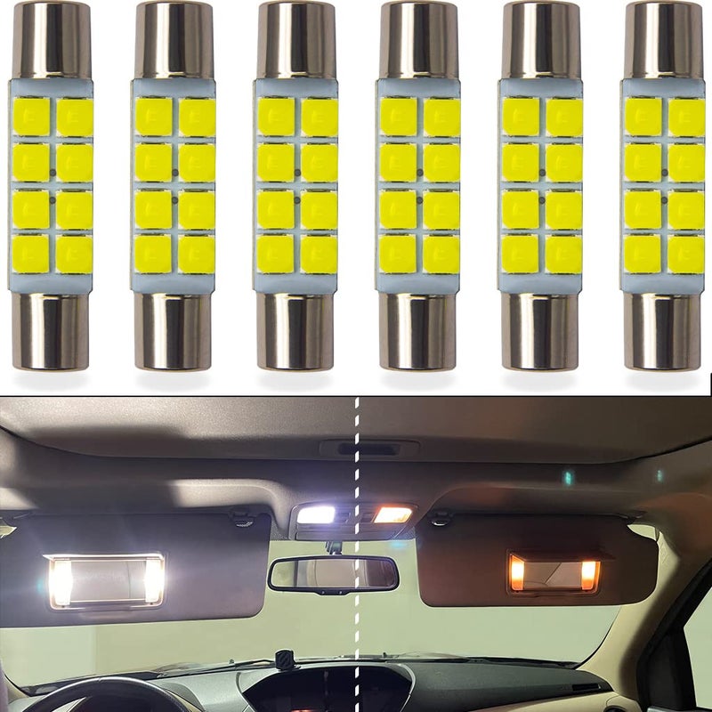 Yoper 6641 6612F 6614F 6615F 28mm 29mm 30mm LED Light Bulbs Car Interior Vanity Sun Visor Mirror Trunk or Cargo Area White Lamp 2830MM