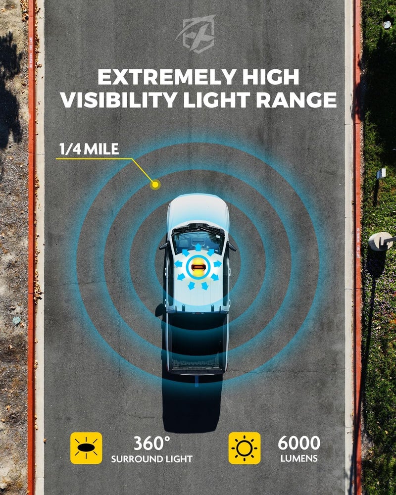 Xprite White Amber LED Rooftop Emergency Strobe Light Bar with 21 Flashing Modes - Image 2