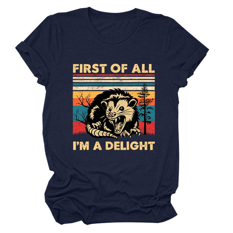 Fun Round Neck Short Sleeve First Of All I'M A Delight Summer Comfortable T-Shirt - Image 1