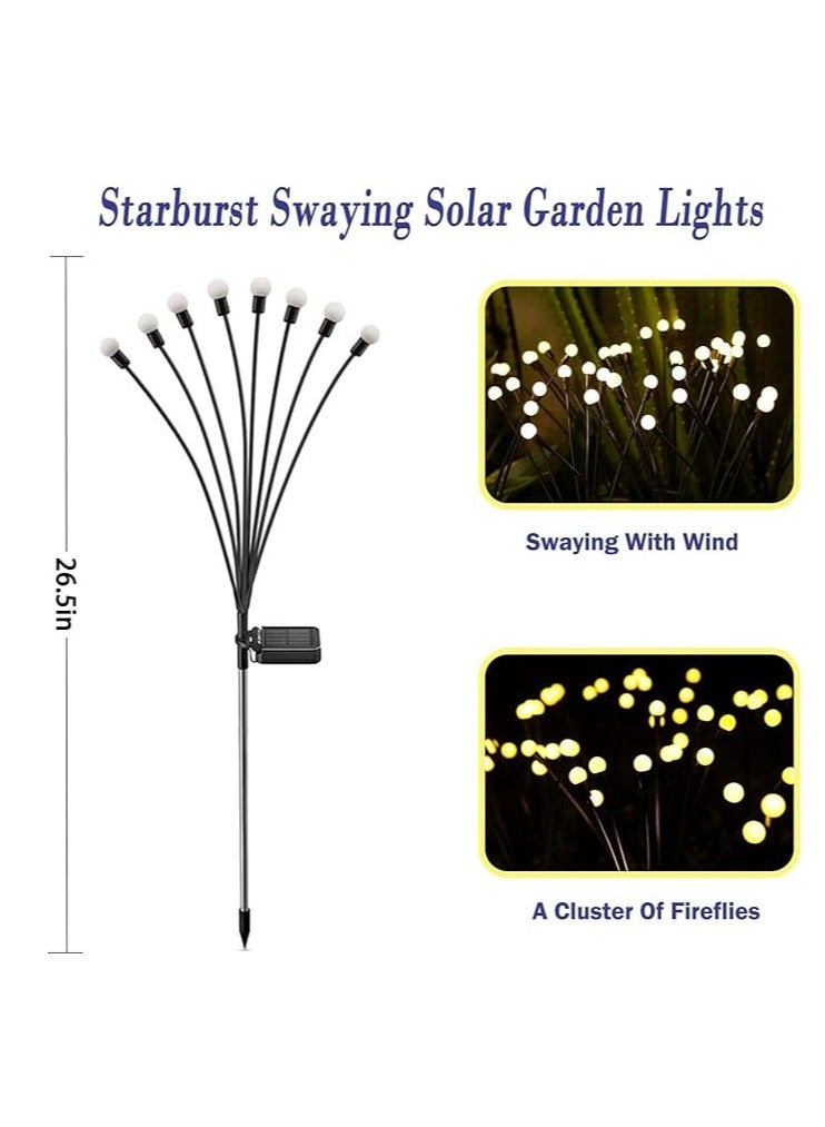 2 Pack Solar Garden Lights for Outdoor, Upgraded 8 LED Firefly Solar Swaying Lights, Sway by Wind, Waterproof Outdoor Lights Solar Powered for Yard Patio Pathway Decoration (color) - Image 1