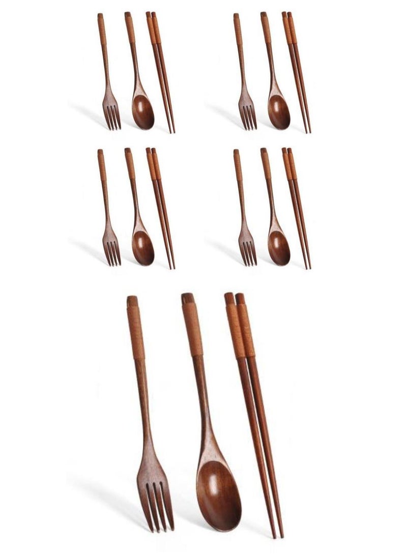 general 15-Piece Long Handled Solid Wood Adult Portable Tableware Set  - Image 1