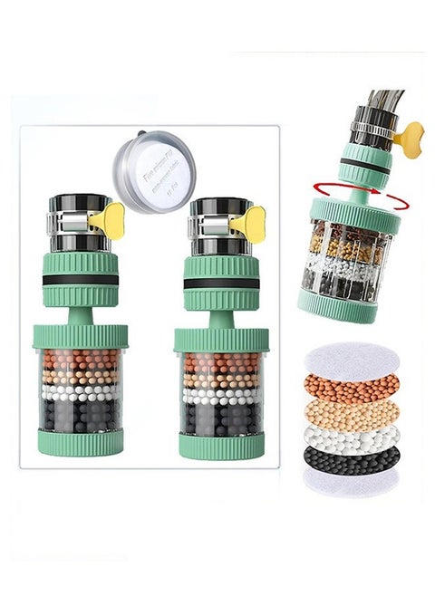 2-pack - Medical stone tap water filter, 6-layer filter element activated carbon filter suitable for round taps with a diameter of 15mm - 32mm