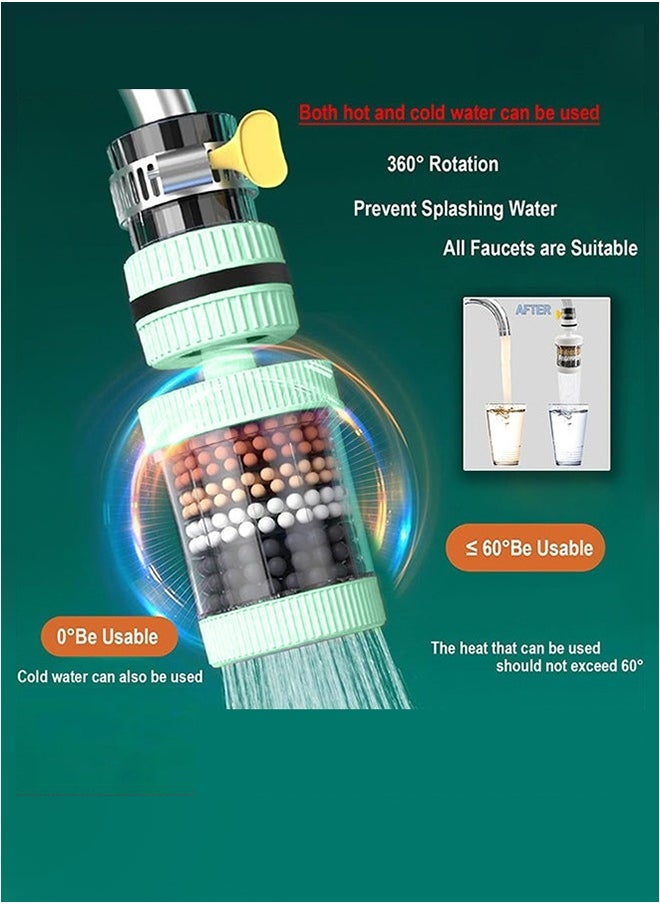 2-pack - Medical stone tap water filter, 6-layer filter element activated carbon filter suitable for round taps with a diameter of 15mm - 32mm