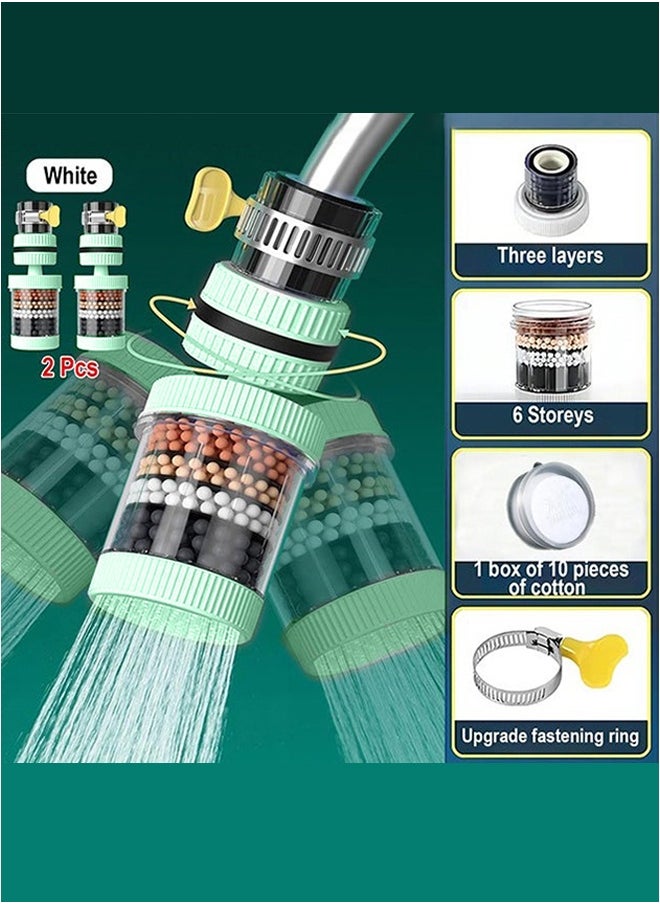 2-pack - Medical stone tap water filter, 6-layer filter element activated carbon filter suitable for round taps with a diameter of 15mm - 32mm