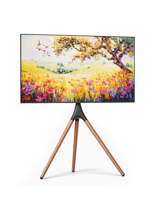 ECOTINY Artistic Easel TV Stand for 43-65 Inch TVs, 180° Swivel Tripod TV Stand up to 88 lbs, Floor TV Mount with Cable Management for Bedroom, Living Room and Corner, Max VESA 600 x 400mm, HW1290BK - Image 1