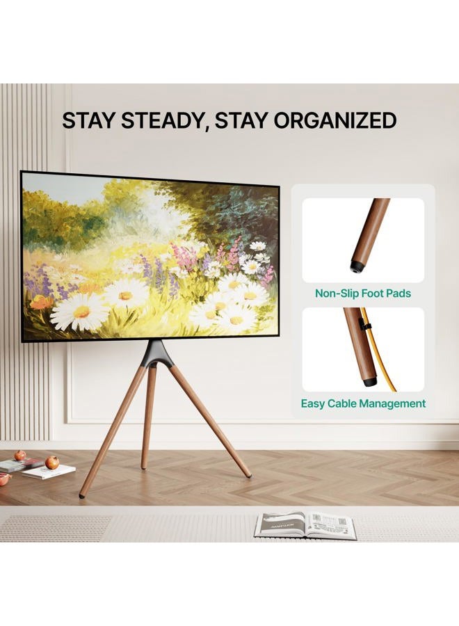 ECOTINY Artistic Easel TV Stand for 43-65 Inch TVs, 180° Swivel Tripod TV Stand up to 88 lbs, Floor TV Mount with Cable Management for Bedroom, Living Room and Corner, Max VESA 600 x 400mm, HW1290BK - Image 5