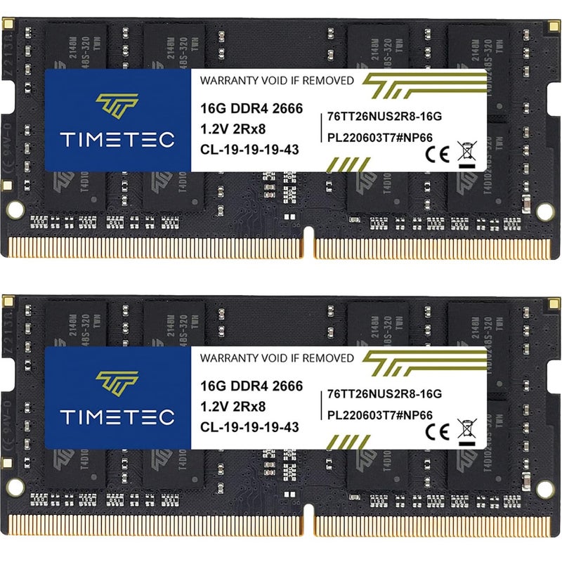 Timetec Selected 32GB KIT 2x16GB DDR4 2666MHz PC42666V PC421300 SODIMM Laptop RAM 260Pin 12V CL19 NonECC Unbuffered Memory Module for Laptop Notebook Mini PC AllinOne - Image 2