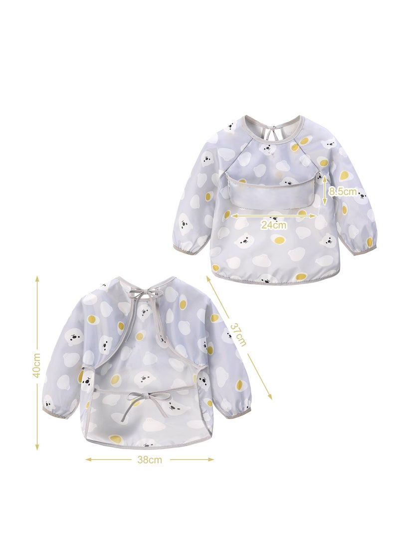 Miracle Baby 2 PCS Set Waterproof Long Sleeves Apron Baby Bibs and Anti-dirty Kids Feeding Bibs Coverall - Image 4