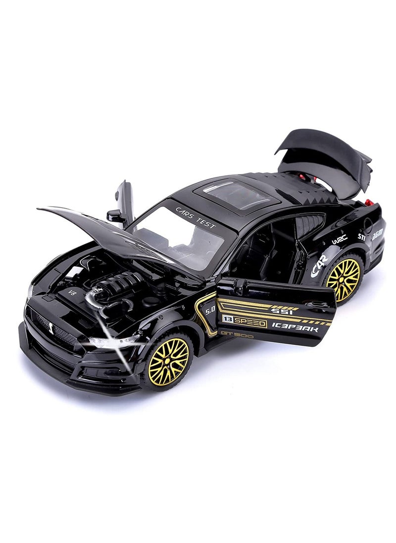 Swift - GT-500 Mustang Diecast Alloy Model 1:32 Toy Car with Sound & Light Pull Back Vehicle Toy Four Open Door Phantom Car for Kids Adults Black - Image 1