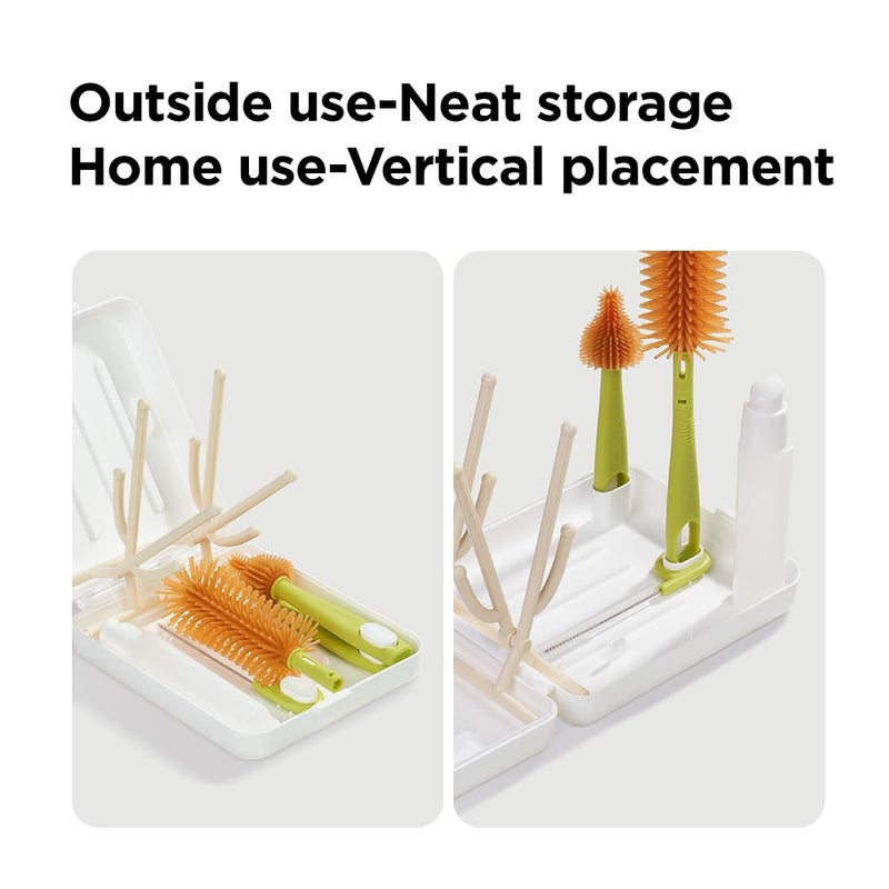 YOTIME Travel Bottle Brush, Travel Bottle Cleaner Kit with Foldable Bottle Drying Rack, for Visit Friends and Relations, Baby Travel Essentials, BPA Free, White - Image 5