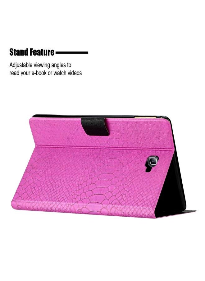 Samsung Galaxy Tab A10.1 T850 Solid Color Crocodile Texture Leather Smart Tablet Case Rose Red
