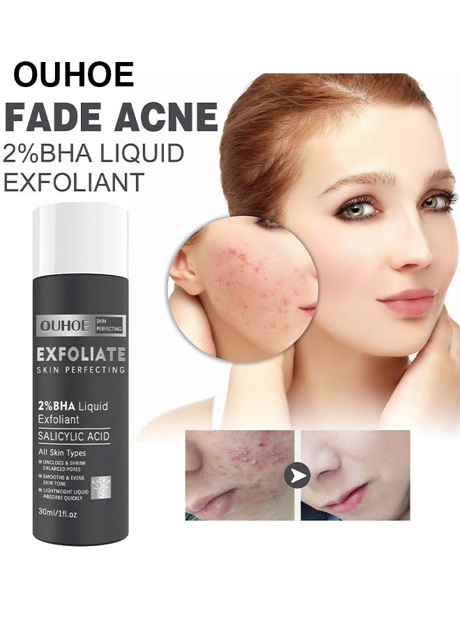 OUHOE Skin Perfecting 2% BHA Liquid Salicylic Acid Exfoliant, Gentle Facial Exfoliator For Blackheads, Large Pores, Wrinkles And Fine Lines, Travel Size, 30ML - Image 2