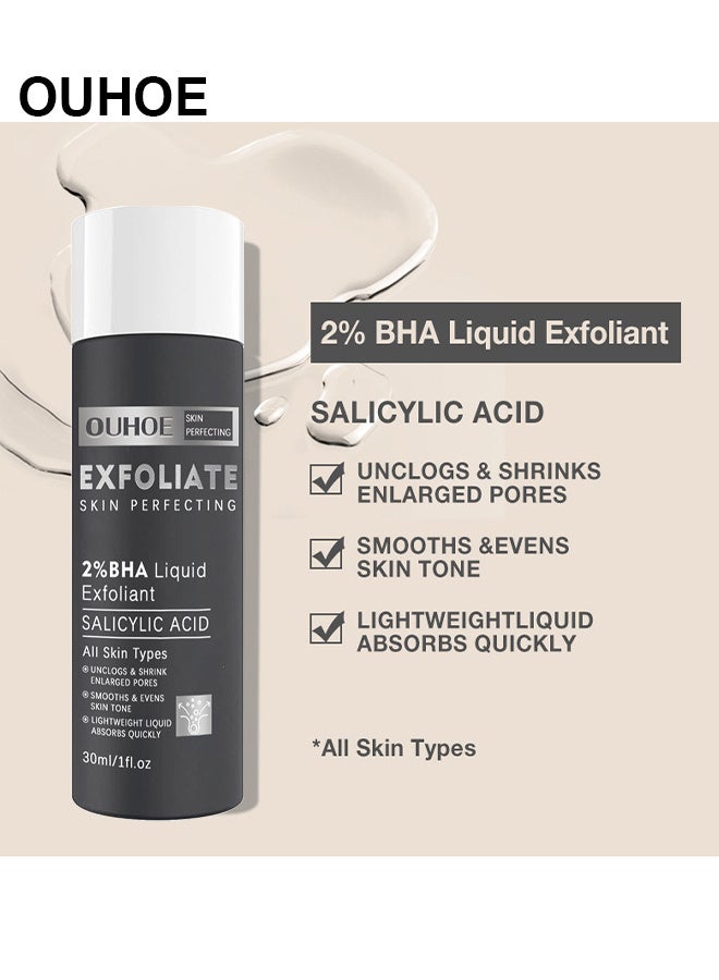 OUHOE Skin Perfecting 2% BHA Liquid Salicylic Acid Exfoliant, Gentle Facial Exfoliator For Blackheads, Large Pores, Wrinkles And Fine Lines, Travel Size, 30ML - Image 5