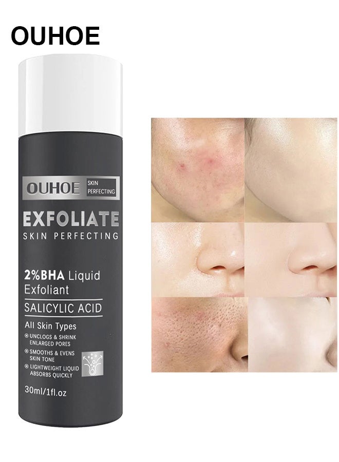 OUHOE Skin Perfecting 2% BHA Liquid Salicylic Acid Exfoliant, Gentle Facial Exfoliator For Blackheads, Large Pores, Wrinkles And Fine Lines, Travel Size, 30ML - Image 1