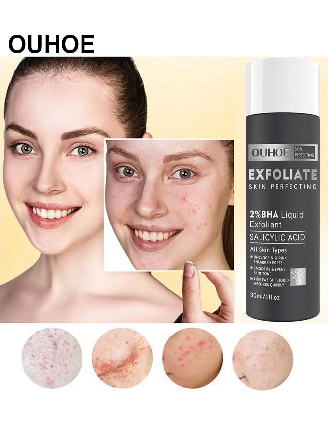 OUHOE Skin Perfecting 2% BHA Liquid Salicylic Acid Exfoliant, Gentle Facial Exfoliator For Blackheads, Large Pores, Wrinkles And Fine Lines, Travel Size, 30ML - Image 4