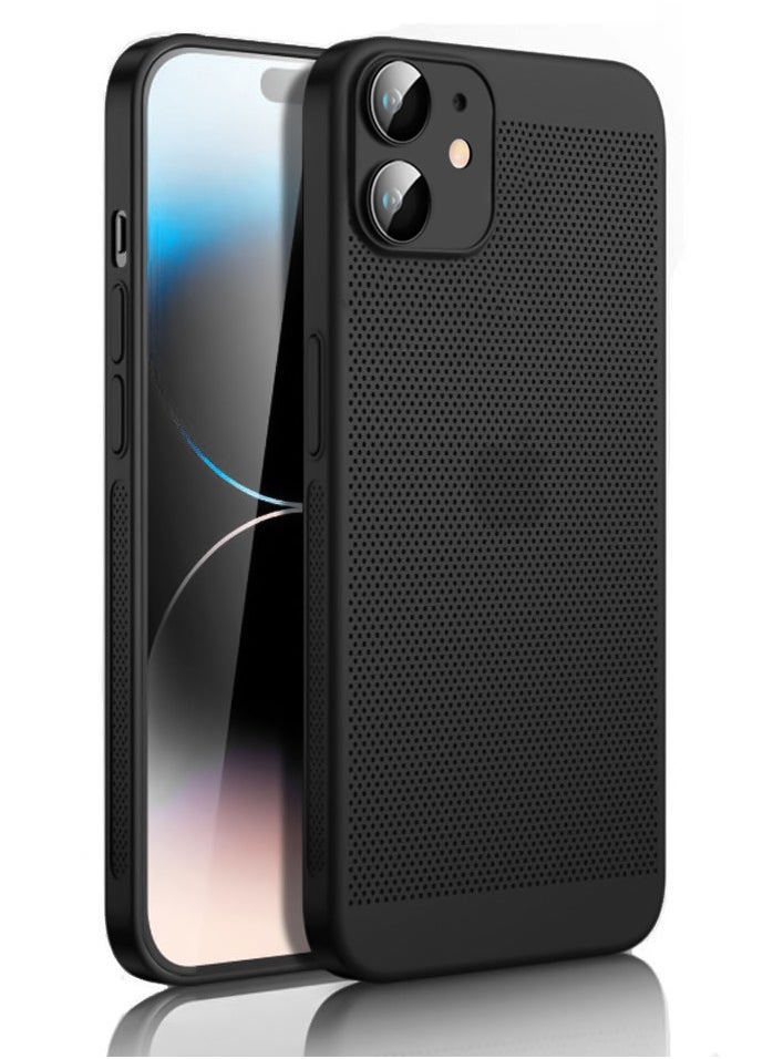 Generic - Heat Dissipation Case with Built in Camera Lens Protector Slim Fit Breathable Cooling Anti Fingerprint Hard PC Back ShockproofÂ Cover For Iphone 12 (Black) - Image 1