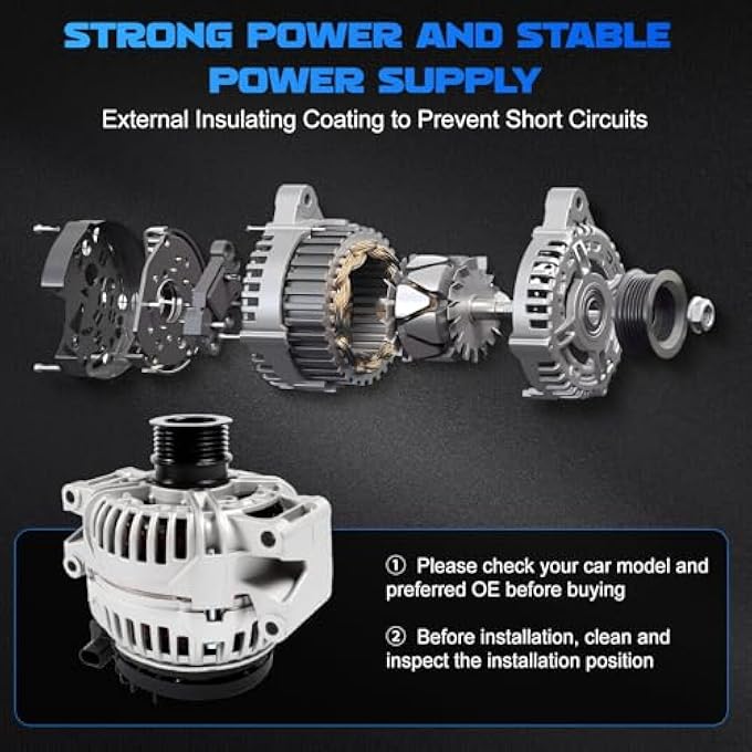 YOMALL Alternator 11215 150Amp 6-Groove Pulley for 2006-2009 C230 2.5L, for 2006-2007 C280 & 2008 C300 & SLK280 & SLK300 3.0L, for 2006-2011 C350 & CLK350 & E350 & SLK350 3.5L 11215N - Image 5
