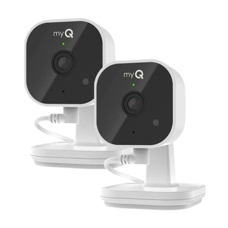 Chamberlain myQ Indoor Plug-in Security Camera Gen 2 â€“ 2K Smart Wi-Fi Camera with Night Vision, Baby and Pet Monitor, Motion Detection and Alerts, 2-Way Audio & App Control, 2 Pack - Image 1