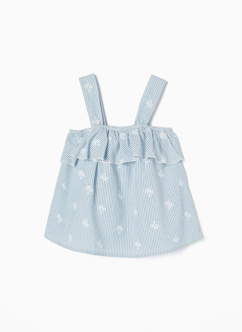 Zippy Zippy Striped Cotton Top With Embroide Details For Baby Girls