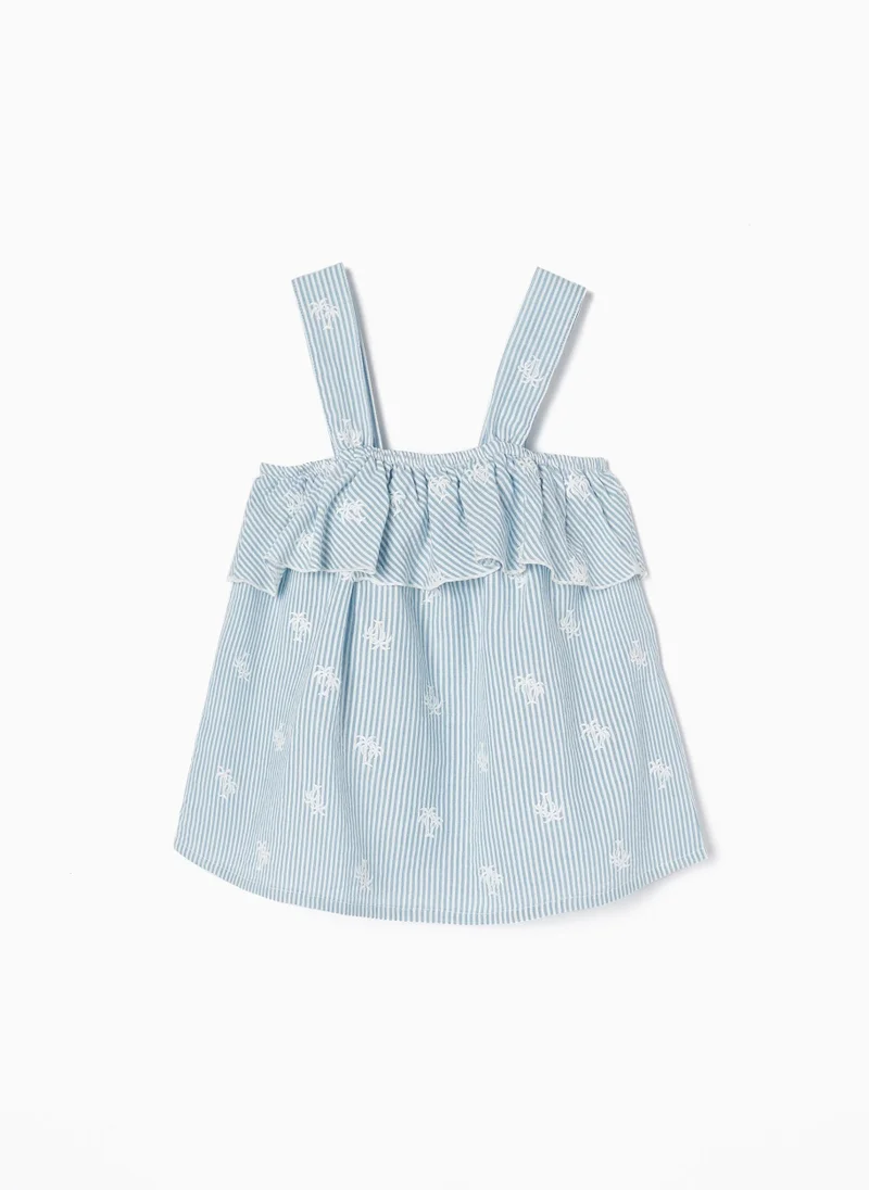 Zippy Zippy Striped Cotton Top With Embroide Details For Baby Girls