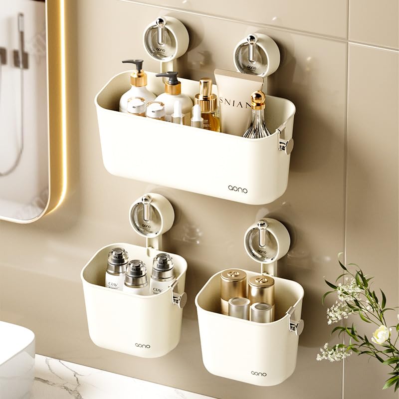 Furret Shower Caddy Suction Cup Shower Shelf Suction Shower Basket One Second Installation NODrilling Removable Suction Shower Suction Cup Waterproof Organizer Luxurious Look - Image 2
