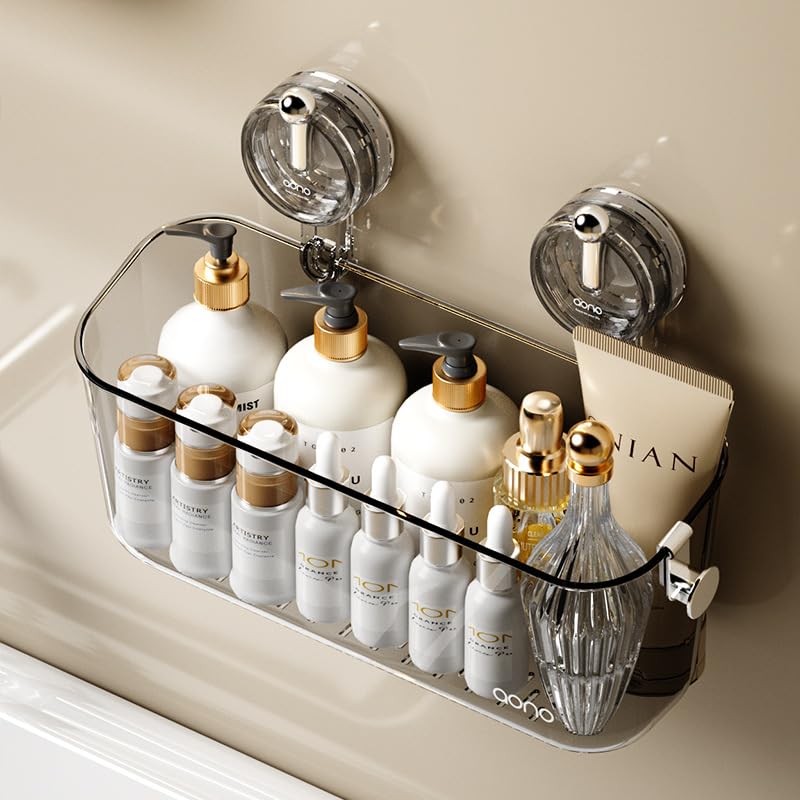 Furret Shower Caddy Suction Cup Shower Shelf Suction Shower Basket One Second Installation NODrilling Removable Suction Shower Suction Cup Waterproof Organizer Luxurious Look - Image 3