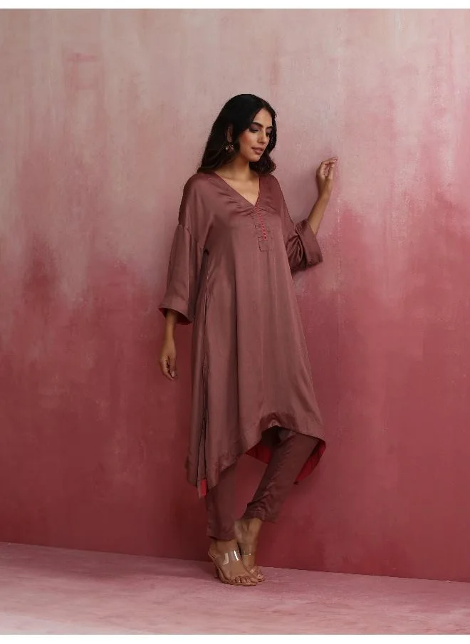 ترو برونز trueBrowns Brown Modal High low Kurta Set